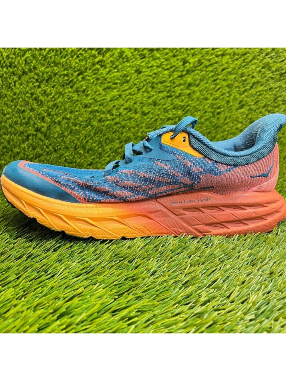 Hoka One One Speedgoat 5 Womens Size 8 Blue Orange Running Walking Shoes Sneaker - Picture 5 of 14
